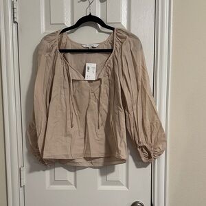 INTERMIX Beige Puff Sleeve Blouse